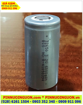 BIS-32650-6000mAh, Pin sạc 3.2v Lithium LifeP04 BIS-32650-6000mAh /Dòng xả tức thời 80A, Nội trở 5.5-5.9mΩ